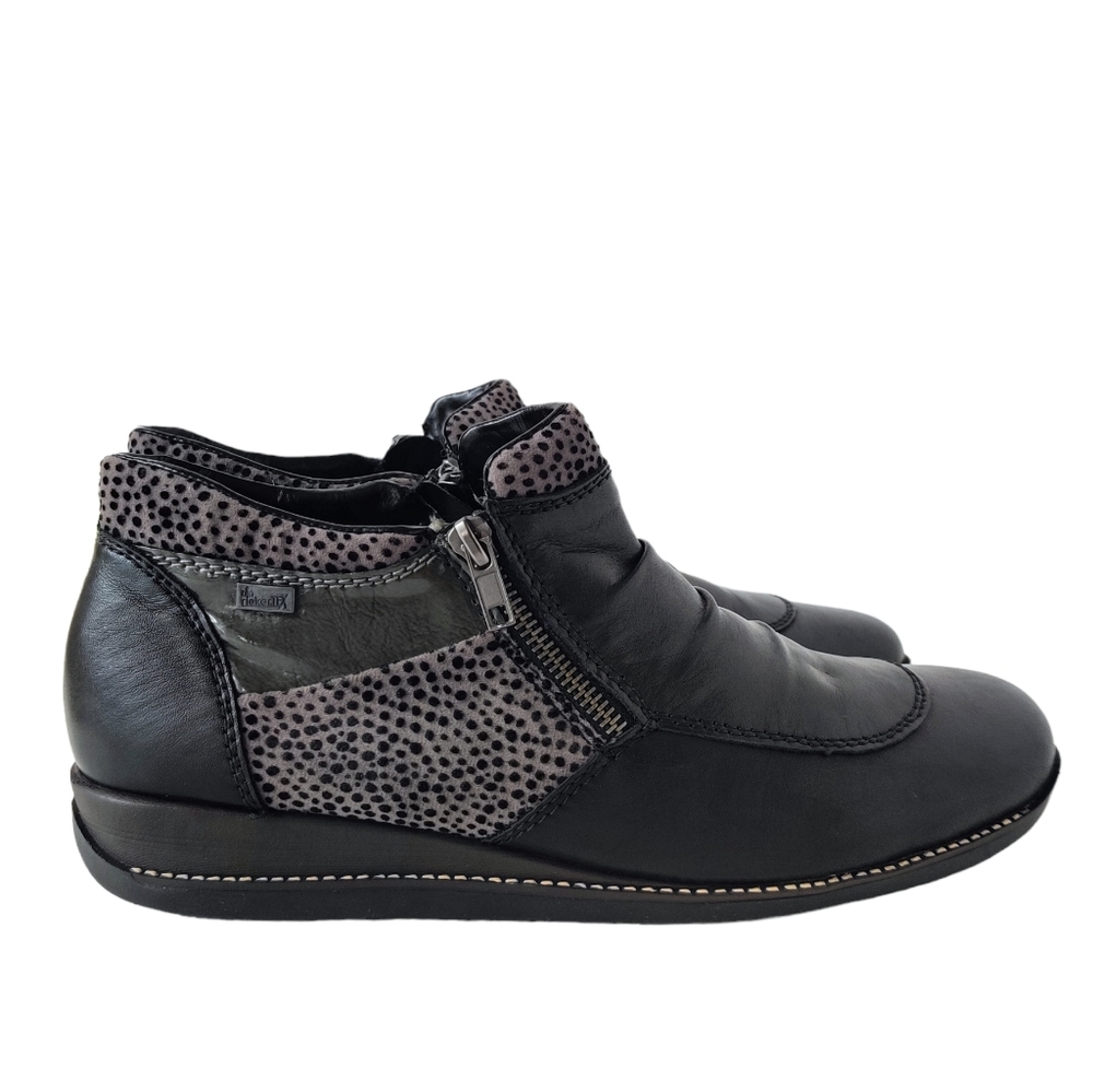 RIEKER Water Resistant Leather Lambswool Lining Ankle Boots Shoes EU42/US 10